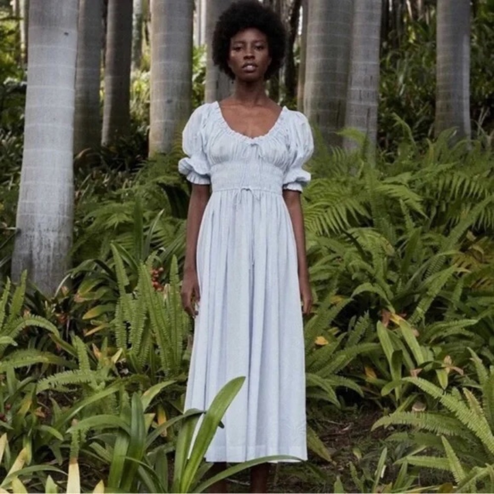 Doen light blue seaglass Ischia midi cotton dress size Small